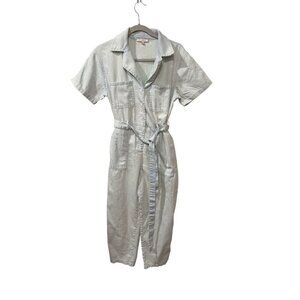 Womens Skies are Blue Light Wash Denim Utility Jumpsuit Belted Front Small